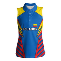 Ecuador Women Sleeveless Polo Shirt with Coat of Arms and Bold Stripe Design - Wonder Print Shop