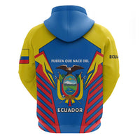 Ecuador Zip Hoodie with Coat of Arms and Bold Stripe Design - Wonder Print Shop