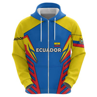 Ecuador Zip Hoodie with Coat of Arms and Bold Stripe Design - Wonder Print Shop