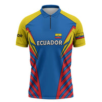 Ecuador Zipper Polo Shirt with Coat of Arms and Bold Stripe Design - Wonder Print Shop
