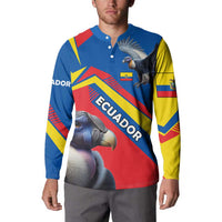 Ecuador Button Sweatshirt with Andean Condor and Chevron Stripe Design - Wonder Print Shop
