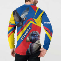 Ecuador Button Sweatshirt with Andean Condor and Chevron Stripe Design - Wonder Print Shop