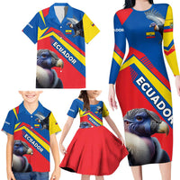 Ecuador Family Matching Long Sleeve Bodycon Dress and Hawaiian Shirt with Andean Condor and Chevron Stripe Design - Wonder Print Shop