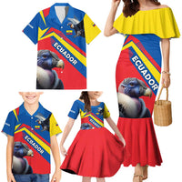 Ecuador Family Matching Mermaid Dress and Hawaiian Shirt with Andean Condor and Chevron Stripe Design - Wonder Print Shop