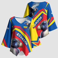 Ecuador Kimono Sleeve Blouse with Andean Condor and Chevron Stripe Design - Wonder Print Shop