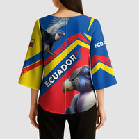 Ecuador Kimono Sleeve Blouse with Andean Condor and Chevron Stripe Design - Wonder Print Shop