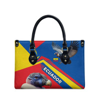 Ecuador Leather Bag with Andean Condor and Chevron Stripe Design - Wonder Print Shop