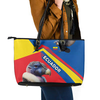 Ecuador Leather Tote Bag with Andean Condor and Chevron Stripe Design - Wonder Print Shop