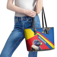 Ecuador Leather Tote Bag with Andean Condor and Chevron Stripe Design - Wonder Print Shop