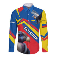 Ecuador Long Sleeve Button Shirt with Andean Condor and Chevron Stripe Design - Wonder Print Shop