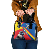 Ecuador Shoulder Handbag with Andean Condor and Chevron Stripe Design - Wonder Print Shop