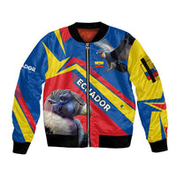 Ecuador Sleeve Zip Bomber Jacket with Andean Condor and Chevron Stripe Design - Wonder Print Shop