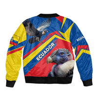 Ecuador Sleeve Zip Bomber Jacket with Andean Condor and Chevron Stripe Design - Wonder Print Shop