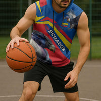 Ecuador Sleeveless Hoodie with Andean Condor and Chevron Stripe Design - Wonder Print Shop