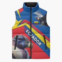 Ecuador Sleeveless Puffer Jacket with Andean Condor and Chevron Stripe Design - Wonder Print Shop