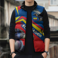Ecuador Sleeveless Puffer Jacket with Andean Condor and Chevron Stripe Design - Wonder Print Shop