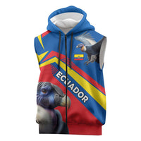 Ecuador Sleeveless Zip Hoodie with Andean Condor and Chevron Stripe Design - Wonder Print Shop