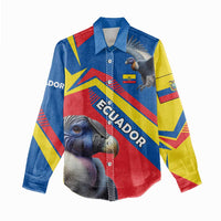Ecuador Women Casual Shirt with Andean Condor and Chevron Stripe Design - Wonder Print Shop