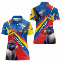 Ecuador Women Polo Shirt with Andean Condor and Chevron Stripe Design - Wonder Print Shop