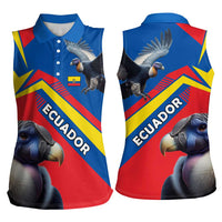 Ecuador Women Sleeveless Polo Shirt with Andean Condor and Chevron Stripe Design - Wonder Print Shop