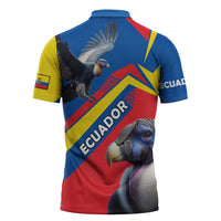 Ecuador Zipper Polo Shirt with Andean Condor and Chevron Stripe Design - Wonder Print Shop