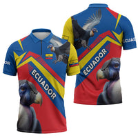 Ecuador Zipper Polo Shirt with Andean Condor and Chevron Stripe Design - Wonder Print Shop