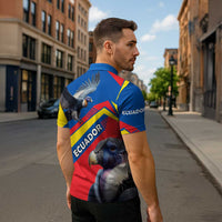 Ecuador Zipper Polo Shirt with Andean Condor and Chevron Stripe Design - Wonder Print Shop