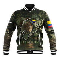 Ecuador Baseball Jacket with Jaguar Rainforest Map Design - Wonder Print Shop