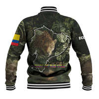 Ecuador Baseball Jacket with Jaguar Rainforest Map Design - Wonder Print Shop