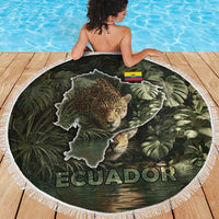 Ecuador Beach Blanket with Jaguar Rainforest Map Design - Wonder Print Shop
