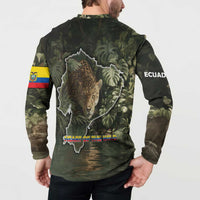 Ecuador Button Sweatshirt with Jaguar Rainforest Map Design - Wonder Print Shop