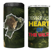 Ecuador 4 in 1 Can Cooler Tumbler with Jaguar Rainforest Map Design - Wonder Print Shop