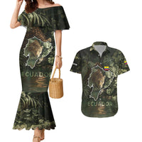 Ecuador Couples Matching Mermaid Dress and Hawaiian Shirt with Jaguar Rainforest Map Design - Wonder Print Shop