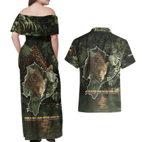 Ecuador Couples Matching Off Shoulder Maxi Dress and Hawaiian Shirt with Jaguar Rainforest Map Design - Wonder Print Shop