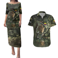 Ecuador Couples Matching Puletasi and Hawaiian Shirt with Jaguar Rainforest Map Design - Wonder Print Shop