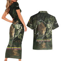 Ecuador Couples Matching Short Sleeve Bodycon Dress and Hawaiian Shirt with Jaguar Rainforest Map Design - Wonder Print Shop