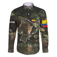 Ecuador Family Matching Off The Shoulder Long Sleeve Dress and Hawaiian Shirt with Jaguar Rainforest Map Design - Wonder Print Shop