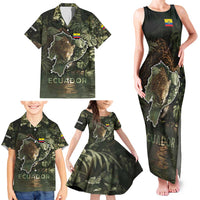 Ecuador Family Matching Tank Maxi Dress and Hawaiian Shirt with Jaguar Rainforest Map Design - Wonder Print Shop