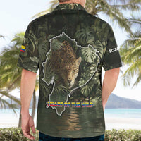 Ecuador Hawaiian Shirt with Jaguar Rainforest Map Design - Wonder Print Shop