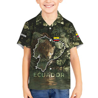 Ecuador Hawaiian Shirt with Jaguar Rainforest Map Design - Wonder Print Shop
