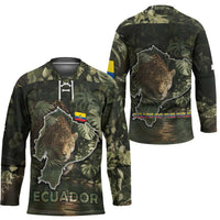 Ecuador Hockey Jersey with Jaguar Rainforest Map Design - Wonder Print Shop