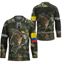 Ecuador Hockey Jersey with Jaguar Rainforest Map Design - Wonder Print Shop