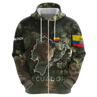 Ecuador Hoodie with Jaguar Rainforest Map Design - Wonder Print Shop