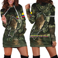 Ecuador Hoodie Dress with Jaguar Rainforest Map Design - Wonder Print Shop