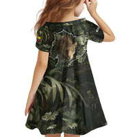 Ecuador Kid Short Sleeve Dress with Jaguar Rainforest Map Design - Wonder Print Shop