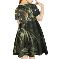Ecuador Kid Short Sleeve Dress with Jaguar Rainforest Map Design - Wonder Print Shop