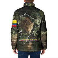 Ecuador Padded Jacket with Jaguar Rainforest Map Design - Wonder Print Shop