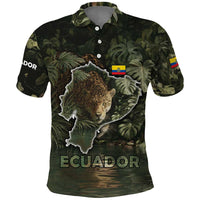 Ecuador Polo Shirt with Jaguar Rainforest Map Design - Wonder Print Shop