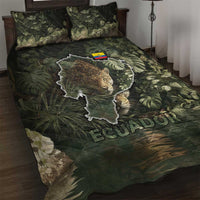 Ecuador Quilt Bed Set with Jaguar Rainforest Map Design - Wonder Print Shop