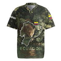 Ecuador Rugby Jersey with Jaguar Rainforest Map Design - Wonder Print Shop